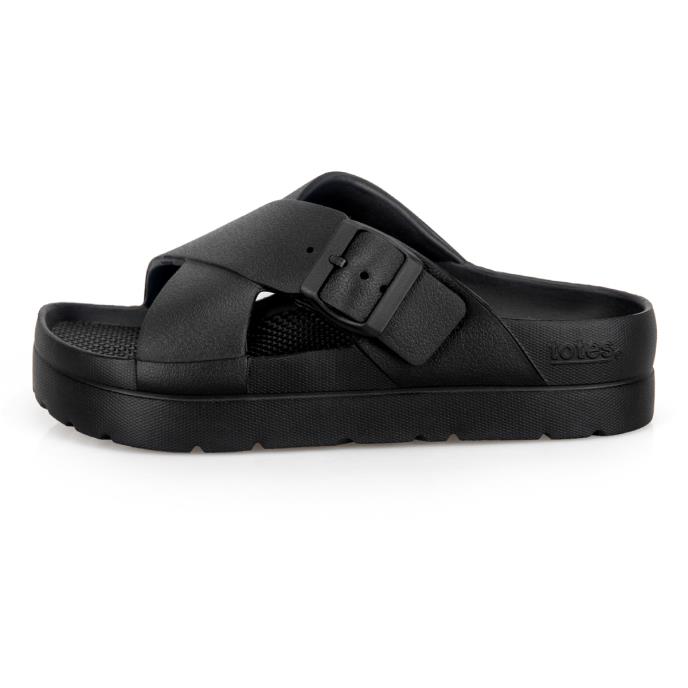 totes® SOLBOUNCE Ladies Cross Front Buckle Slider Black Extra Image 3